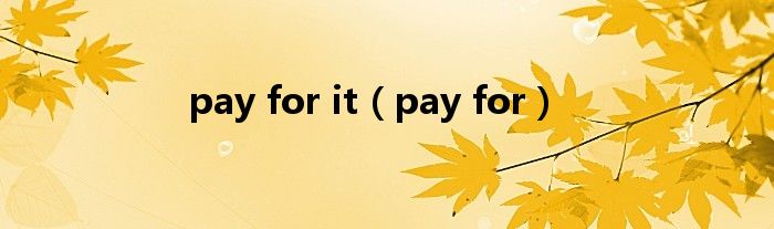 pay for it（pay for）