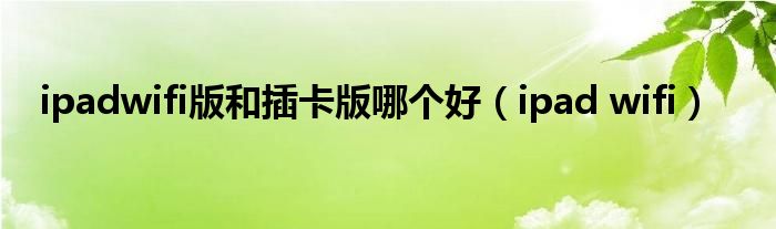 ipadwifi版和插卡版哪個好（ipad wifi）