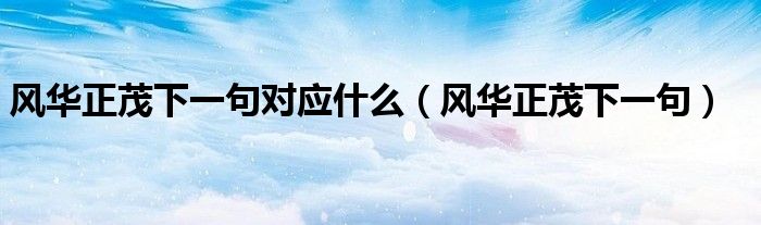 風(fēng)華正茂下一句對應(yīng)什么（風(fēng)華正茂下一句）