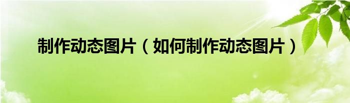 制作動態(tài)圖片（如何制作動態(tài)圖片）