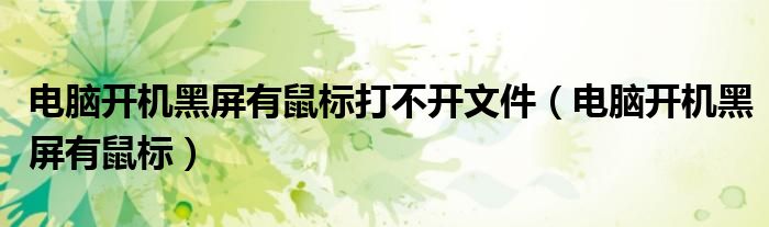 電腦開機(jī)黑屏有鼠標(biāo)打不開文件（電腦開機(jī)黑屏有鼠標(biāo)）