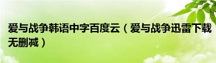 愛與戰(zhàn)爭(zhēng)韓語中字百度云（愛與戰(zhàn)爭(zhēng)迅雷下載無刪減）