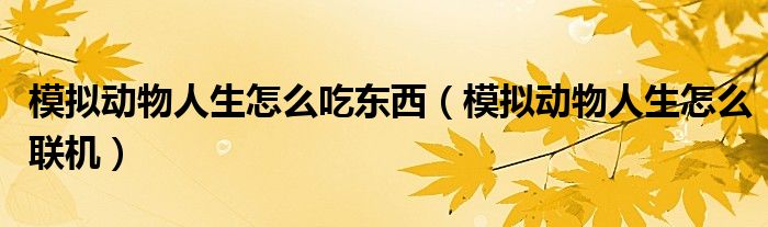 模擬動(dòng)物人生怎么吃東西（模擬動(dòng)物人生怎么聯(lián)機(jī)）