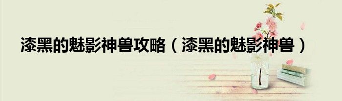 漆黑的魅影神獸攻略（漆黑的魅影神獸）