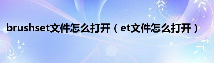 brushset文件怎么打開（et文件怎么打開）