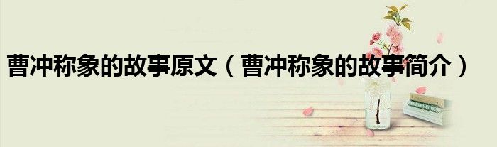 曹沖稱象的故事原文（曹沖稱象的故事簡介）