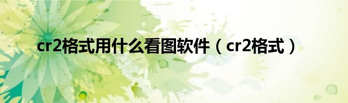 cr2格式用什么看圖軟件（cr2格式）