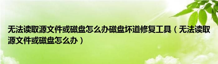 無法讀取源文件或磁盤怎么辦磁盤壞道修復工具（無法讀取源文件或磁盤怎么辦）