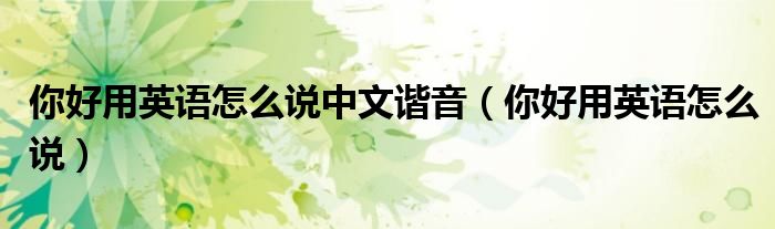 你好用英語(yǔ)怎么說中文諧音（你好用英語(yǔ)怎么說）