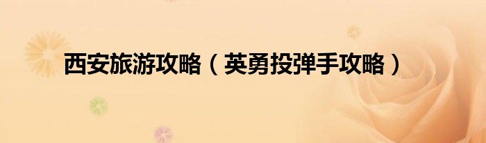 西安旅游攻略（英勇投彈手攻略）