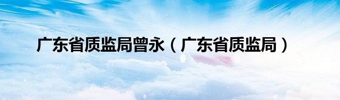 廣東省質(zhì)監(jiān)局曾永（廣東省質(zhì)監(jiān)局）
