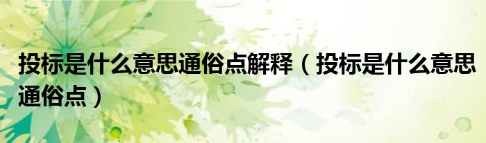 投標是什么意思通俗點解釋（投標是什么意思通俗點）