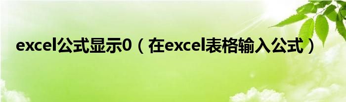 excel公式顯示0（在excel表格輸入公式）