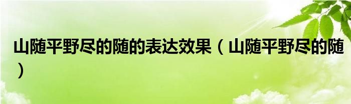 山隨平野盡的隨的表達(dá)效果（山隨平野盡的隨）