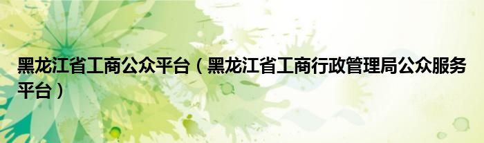 黑龍江省工商公眾平臺（黑龍江省工商行政管理局公眾服務(wù)平臺）