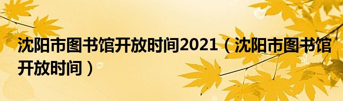 沈陽市圖書館開放時間2021（沈陽市圖書館開放時間）