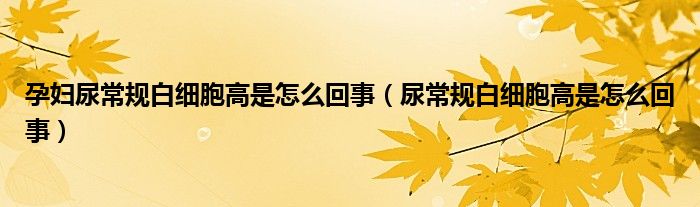 孕婦尿常規(guī)白細(xì)胞高是怎么回事（尿常規(guī)白細(xì)胞高是怎么回事）