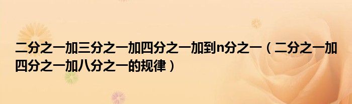 二分之一加三分之一加四分之一加到n分之一（二分之一加四分之一加八分之一的規(guī)律）
