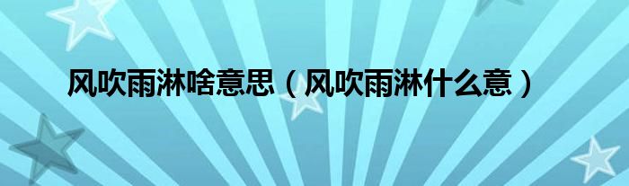 風(fēng)吹雨淋啥意思（風(fēng)吹雨淋什么意）
