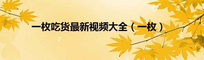一枚吃貨最新視頻大全（一枚）