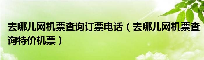去哪兒網(wǎng)機(jī)票查詢訂票電話（去哪兒網(wǎng)機(jī)票查詢特價(jià)機(jī)票）