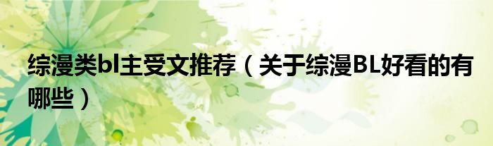 綜漫類bl主受文推薦（關(guān)于綜漫BL好看的有哪些）