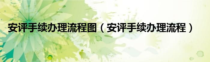 安評手續(xù)辦理流程圖（安評手續(xù)辦理流程）