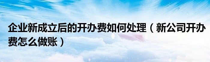 企業(yè)新成立后的開辦費(fèi)如何處理（新公司開辦費(fèi)怎么做賬）