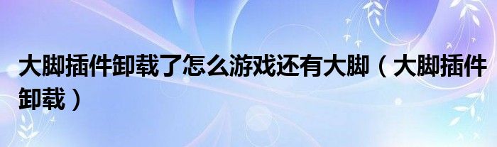 大腳插件卸載了怎么游戲還有大腳（大腳插件卸載）