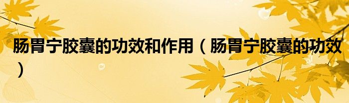 腸胃寧膠囊的功效和作用（腸胃寧膠囊的功效）