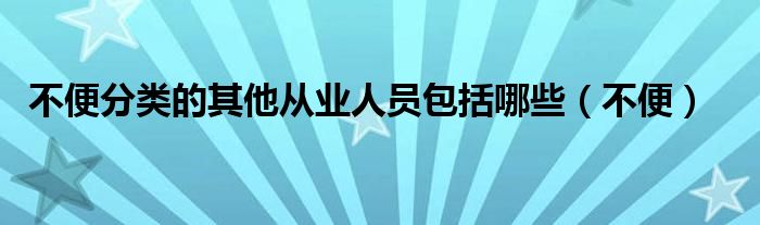 不便分類的其他從業(yè)人員包括哪些（不便）