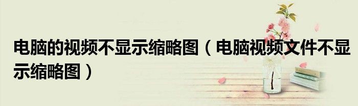 電腦的視頻不顯示縮略圖（電腦視頻文件不顯示縮略圖）