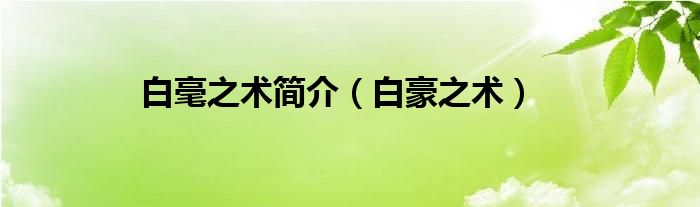 白毫之術(shù)簡介（白豪之術(shù)）