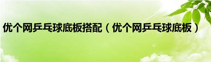 優(yōu)個網(wǎng)乒乓球底板搭配（優(yōu)個網(wǎng)乒乓球底板）