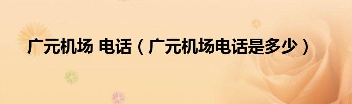廣元機場 電話（廣元機場電話是多少）