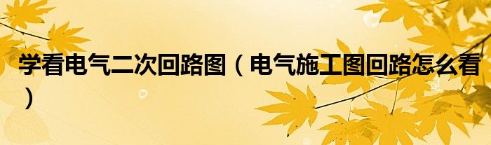 學(xué)看電氣二次回路圖（電氣施工圖回路怎么看）