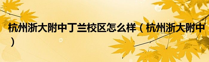 杭州浙大附中丁蘭校區(qū)怎么樣（杭州浙大附中）