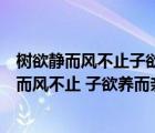 樹欲靜而風(fēng)不止子欲養(yǎng)而親不待是什么意思下一句（樹欲靜而風(fēng)不止 子欲養(yǎng)而親不待 是什么意思）