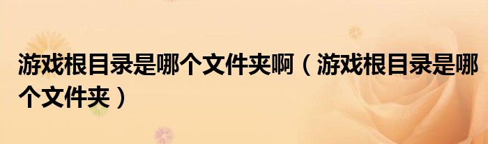 游戲根目錄是哪個(gè)文件夾?。ㄓ螒蚋夸浭悄膫€(gè)文件夾）