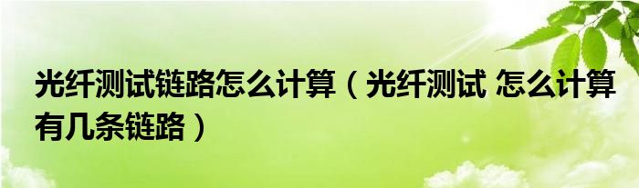 光纖測試鏈路怎么計算（光纖測試 怎么計算有幾條鏈路）