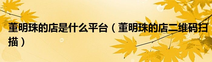 董明珠的店是什么平臺（董明珠的店二維碼掃描）