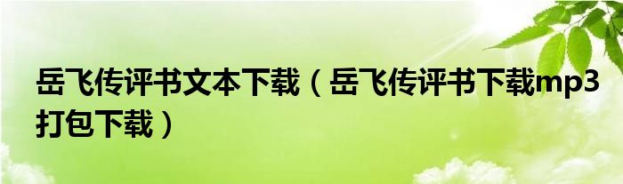 岳飛傳評(píng)書(shū)文本下載（岳飛傳評(píng)書(shū)下載mp3打包下載）