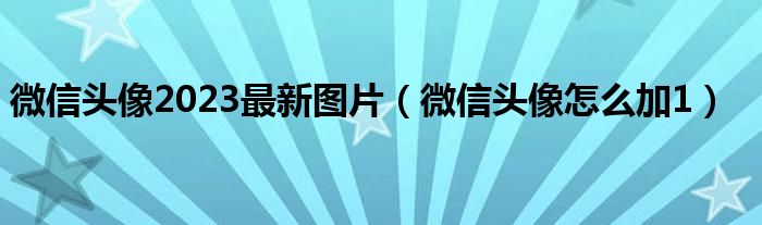 微信頭像2023最新圖片（微信頭像怎么加1）