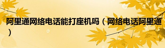 阿里通網(wǎng)絡(luò)電話能打座機(jī)嗎（網(wǎng)絡(luò)電話阿里通）