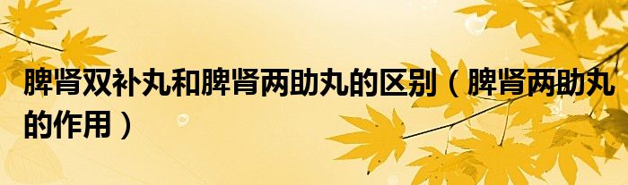 脾腎雙補(bǔ)丸和脾腎兩助丸的區(qū)別（脾腎兩助丸的作用）