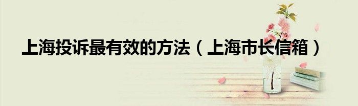 上海投訴最有效的方法（上海市長信箱）