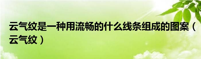 云氣紋是一種用流暢的什么線條組成的圖案（云氣紋）