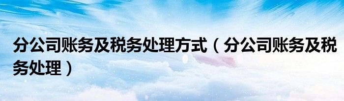 分公司賬務(wù)及稅務(wù)處理方式（分公司賬務(wù)及稅務(wù)處理）