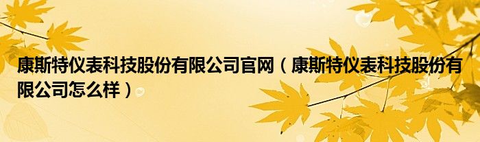 康斯特儀表科技股份有限公司官網(wǎng)（康斯特儀表科技股份有限公司怎么樣）