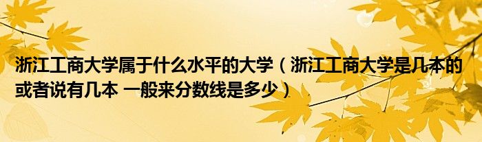 浙江工商大學(xué)屬于什么水平的大學(xué)（浙江工商大學(xué)是幾本的 或者說有幾本 一般來分?jǐn)?shù)線是多少）